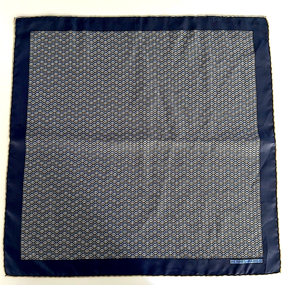 Authentic HERMES 100% Silk Pocket Square.